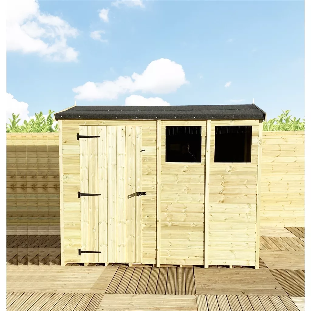 14 x 5 Reverse Pressure Treated T&G Single Door Apex Shed – High Eaves+ 3 Windows product image