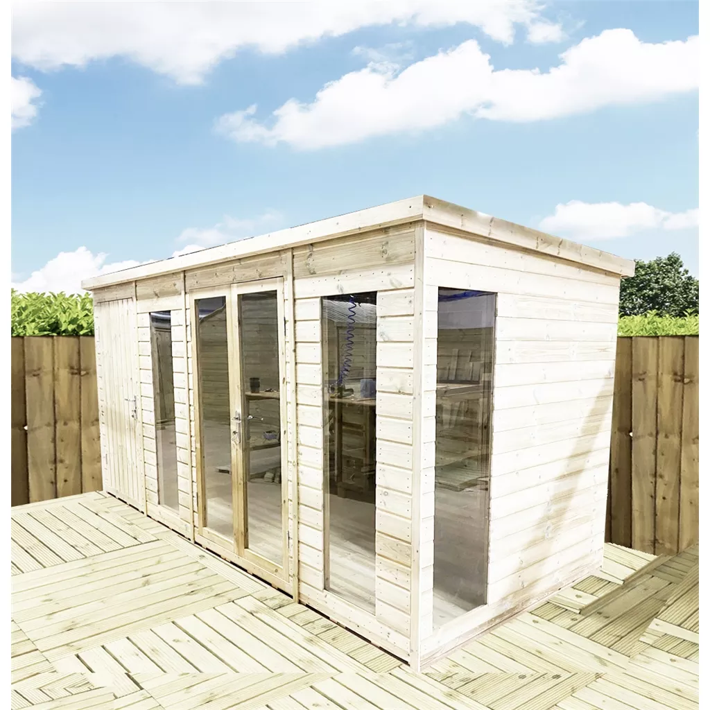 14 x 10 Combi Pressure Treated Pent Summerhouse with Side Storage product image
