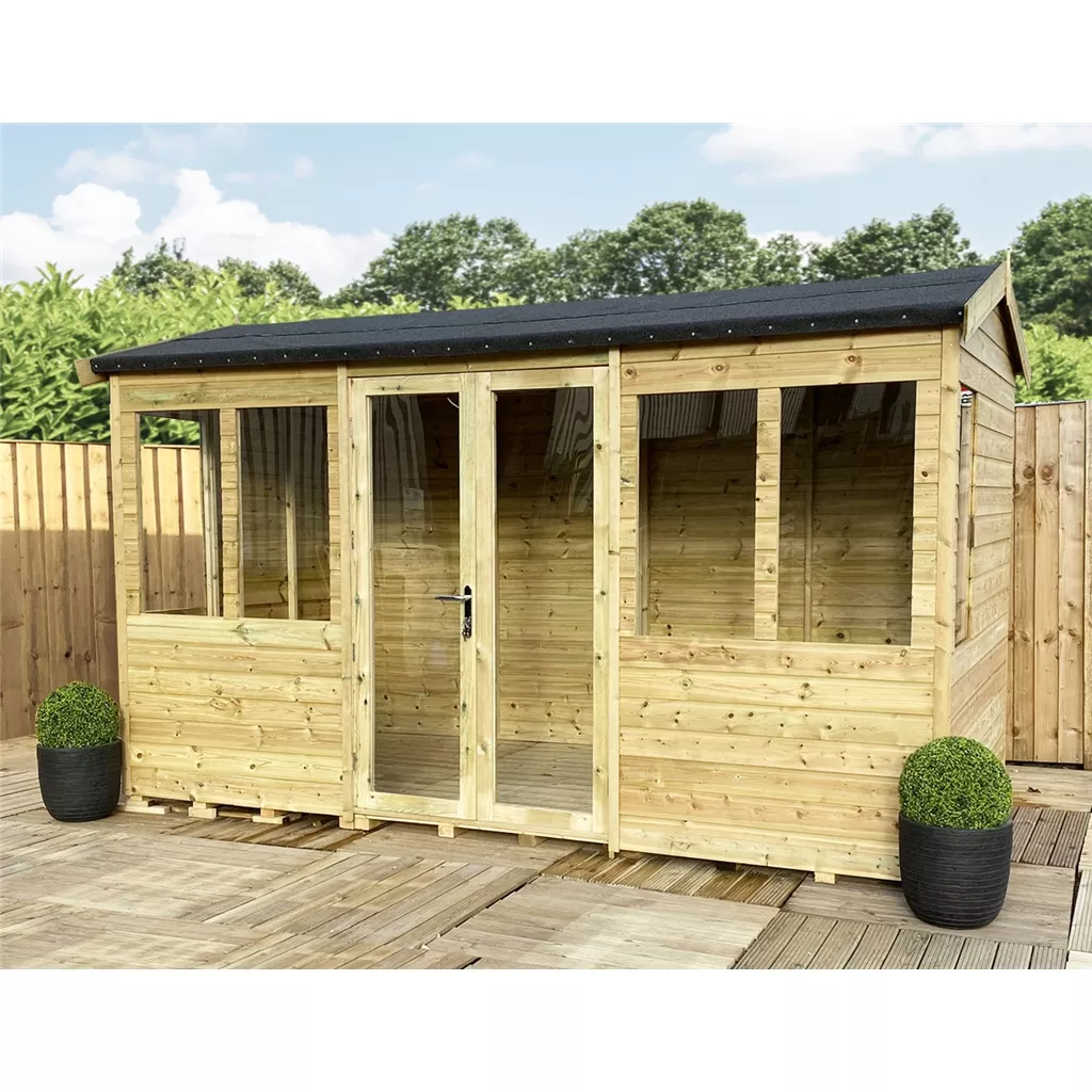 8 x 8 Reverse Pressure Treated Apex Summerhouse – Long Windows product image