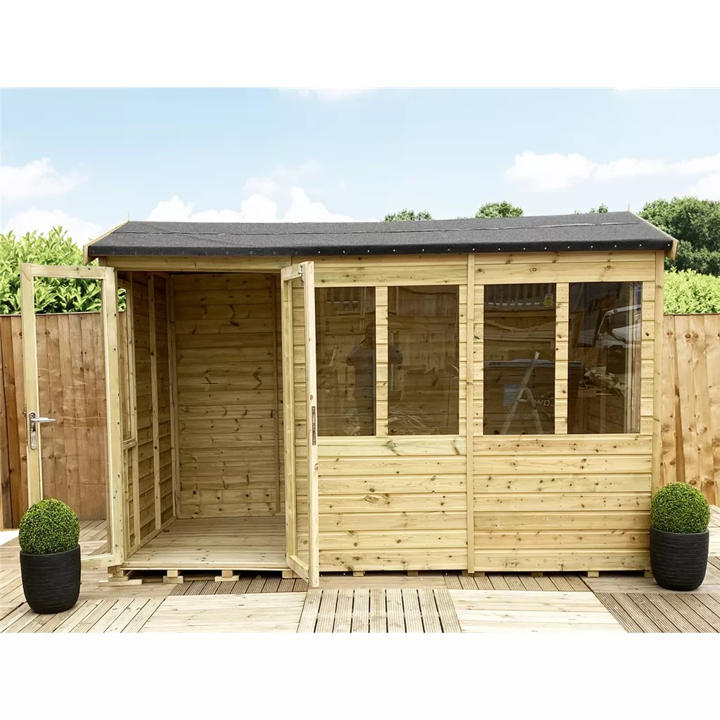 8 x 8 Reverse Pressure Treated Apex Summerhouse – Long Windows product image