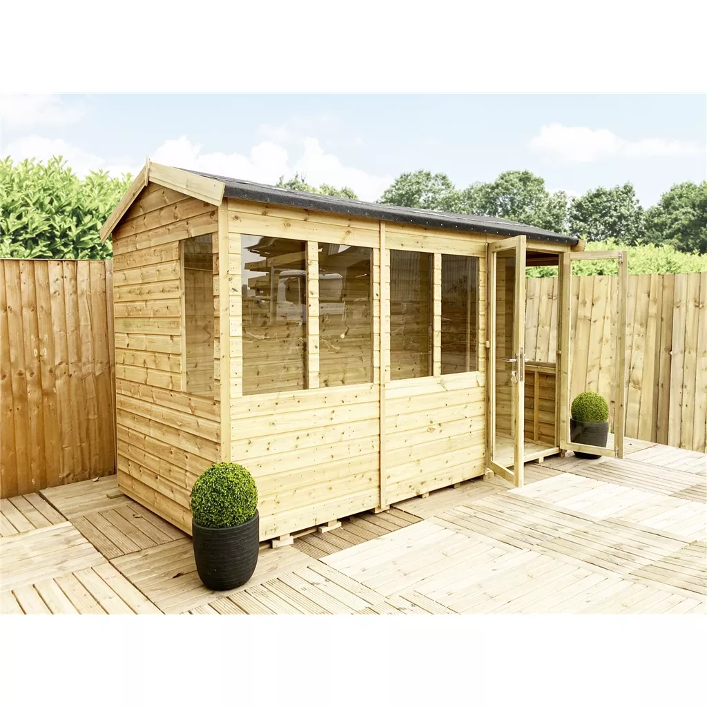 12 x 7 Reverse Pressure Treated Apex Summerhouse – Long Windows product image
