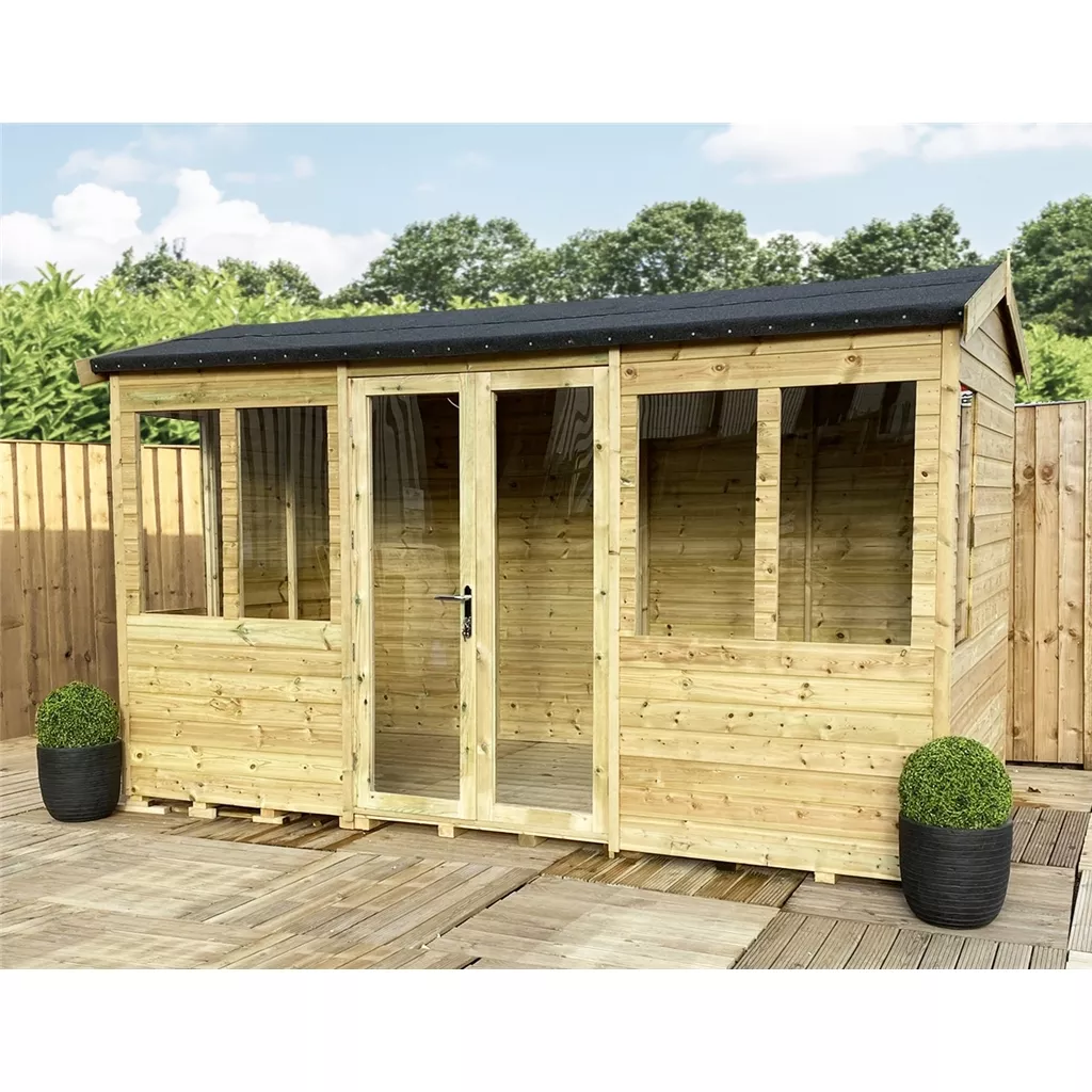 7 x 8 Reverse Pressure Treated Apex Summerhouse – High Eaves product image