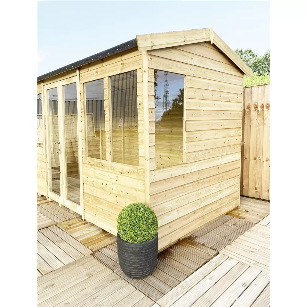 7 x 9 Reverse Pressure Treated Apex Summerhouse – High Eaves product image