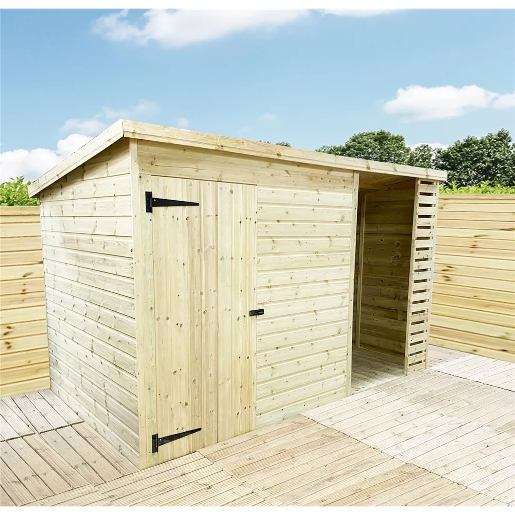 12 x 5 Pressure Treated T&G Pent Shed With Storage Area Windowless product image