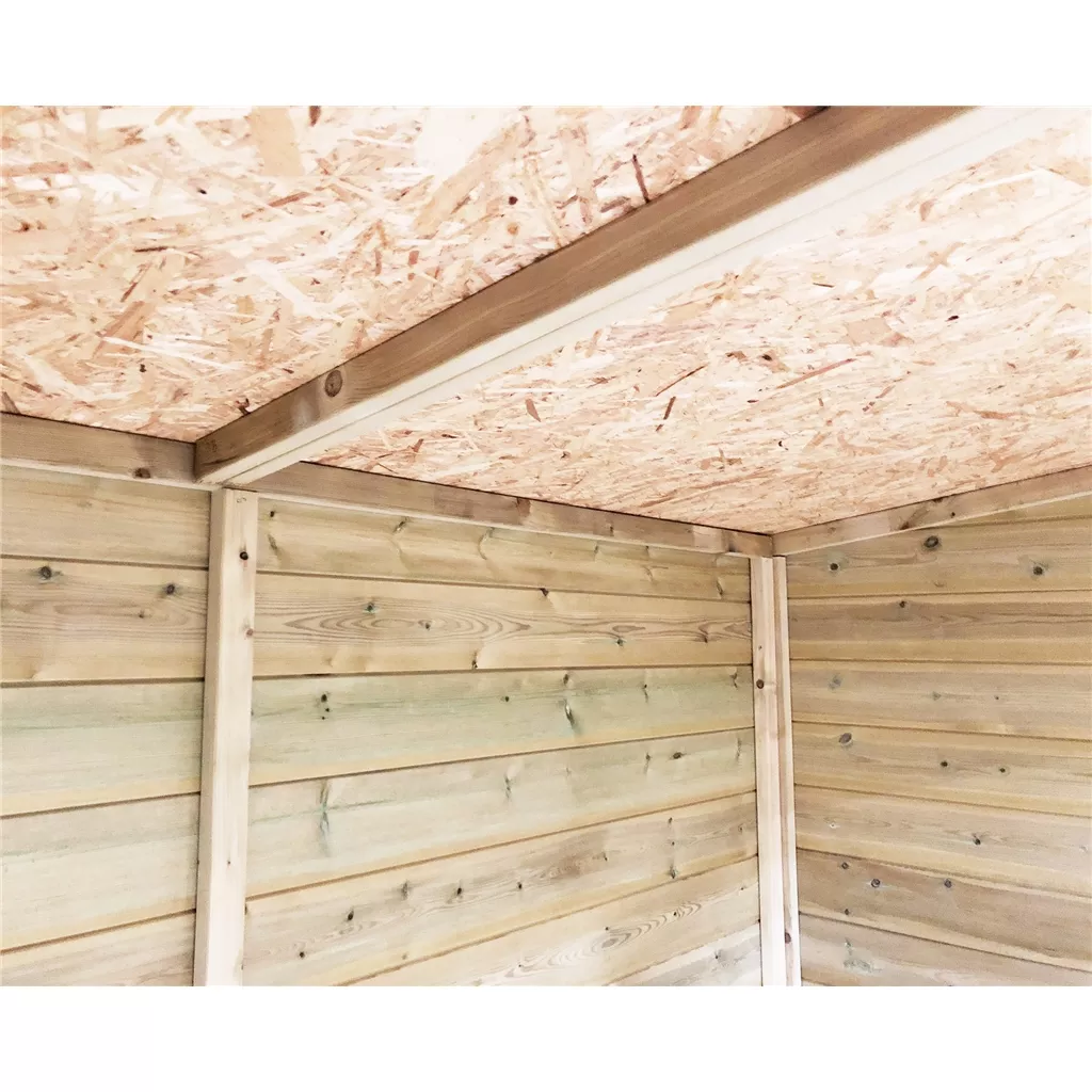 14 x 8 Reverse Windowless Pressure Treated T&G Single Door Apex Shed – High Eaves product image