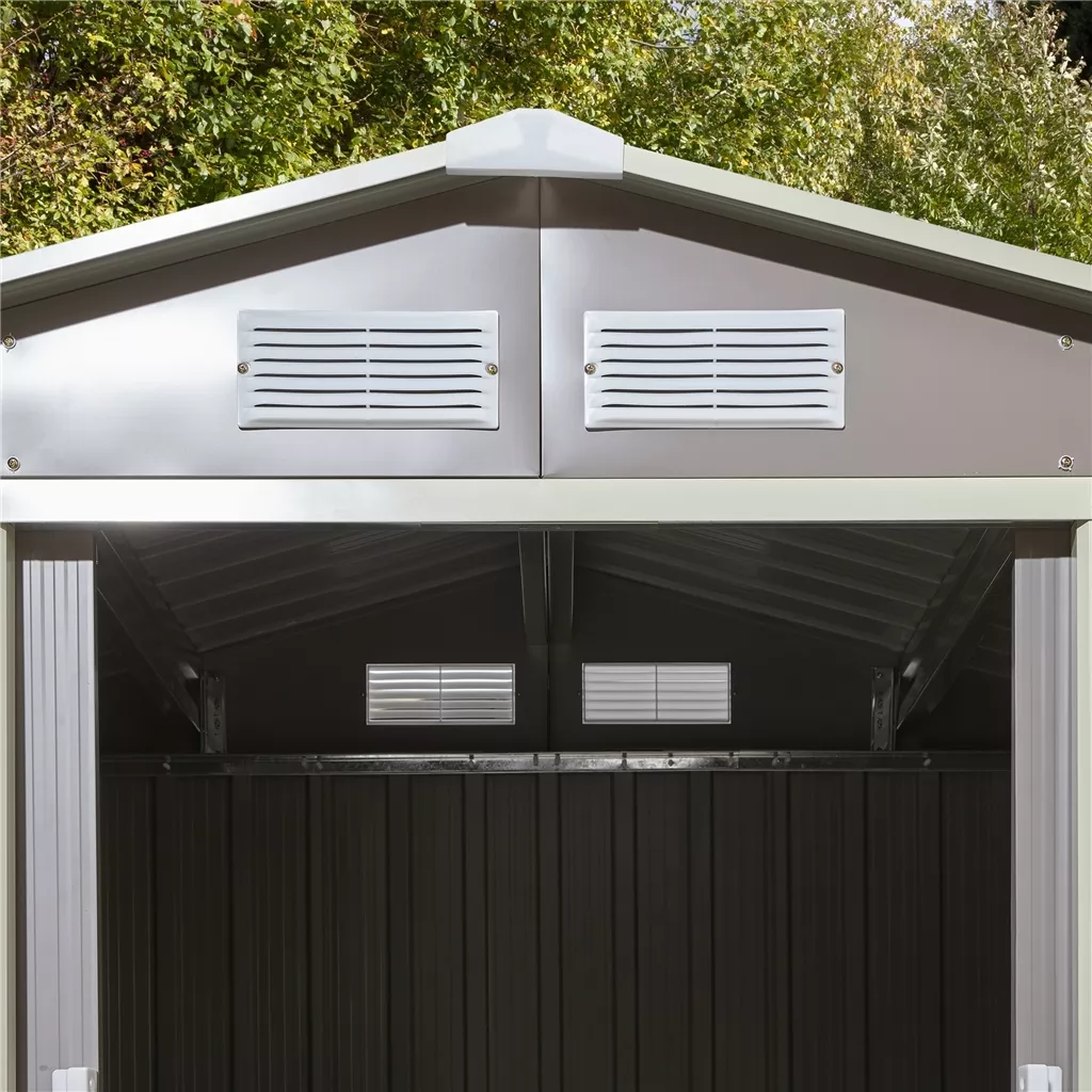 6 x 4 Double Door Metal Apex Shed – Light Grey product image