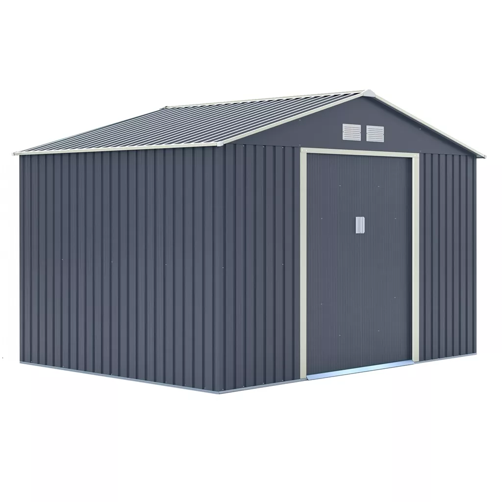 10 x 8 Double Door Metal Apex Shed – Dark Grey product image