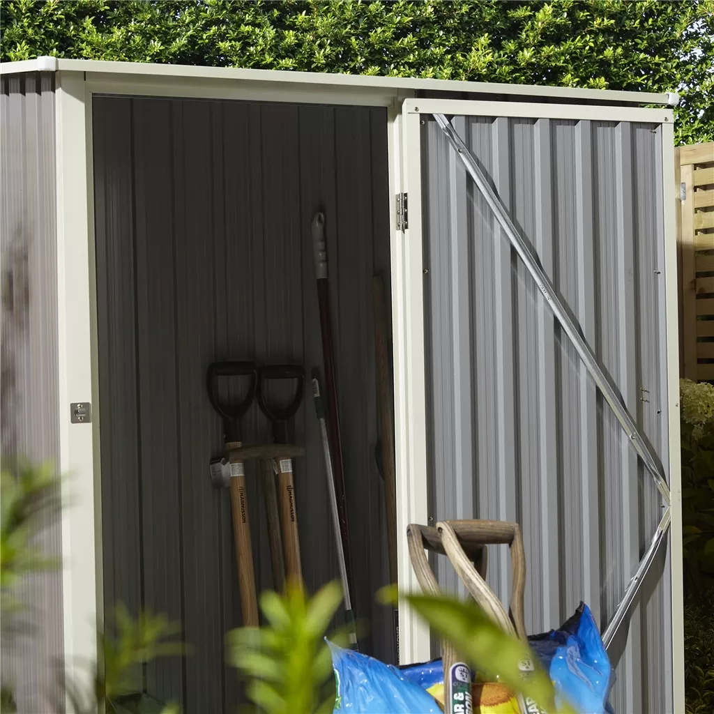 5 x 3 Single Door Metal Pent Shed – Light Grey product image