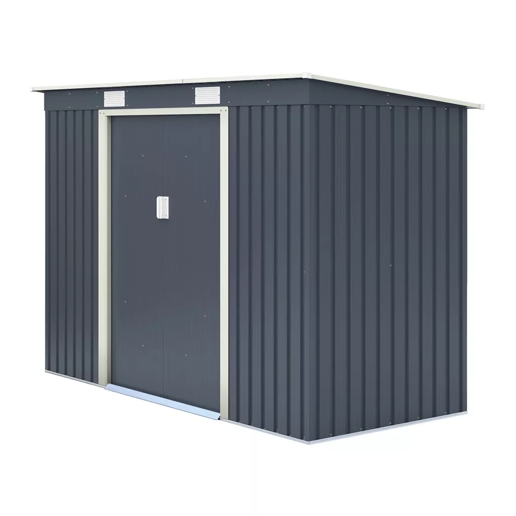 8 x 4 Double Door Metal Pent Shed – Dark Grey product image