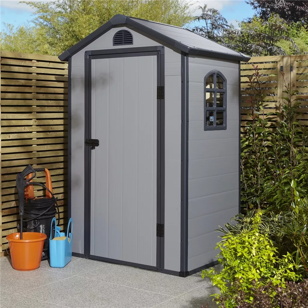4 x 3 Single Door Apex Plastic Shed - Light Grey product image