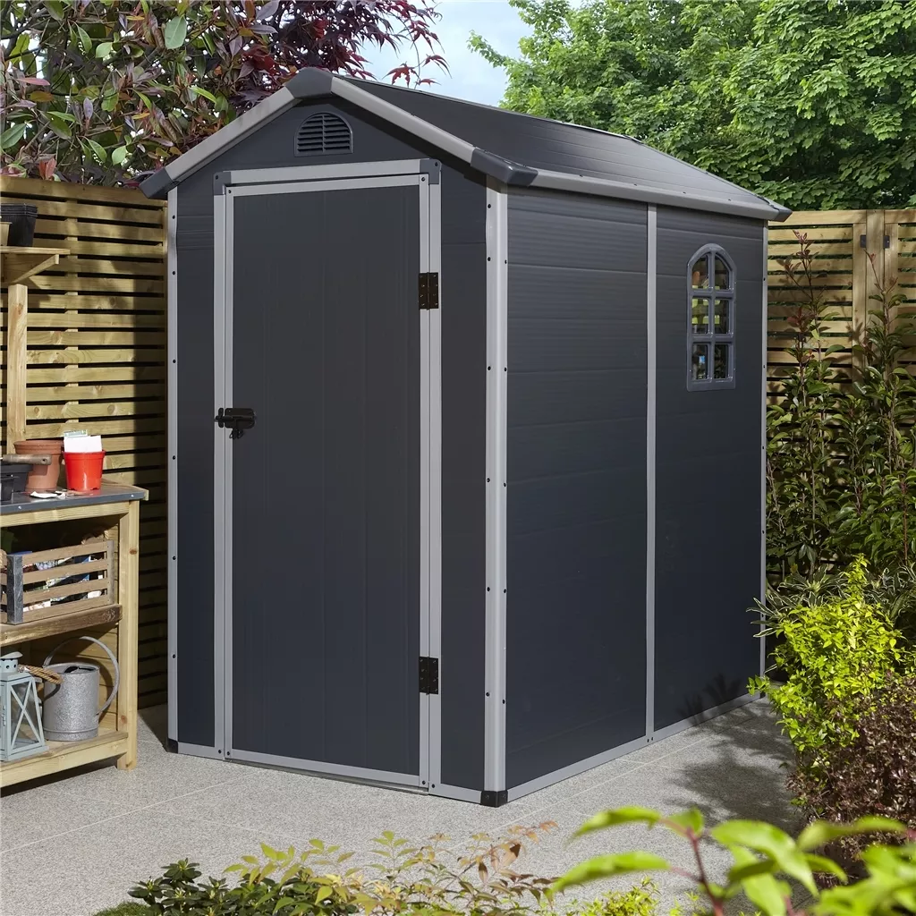 4 x 6 Single Door Apex Plastic Shed - Dark Grey product image