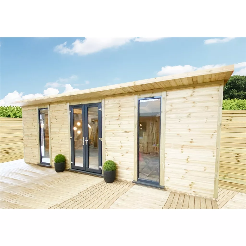 16 x 10 Executive Plus Insulated Garden Office – PVC French Doors & Windows product image