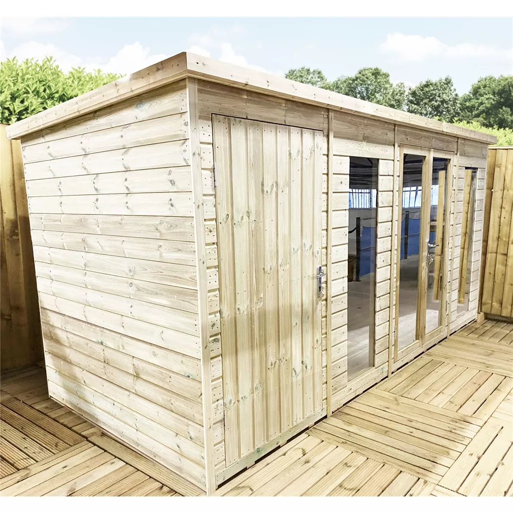 28 x 12 Combi Pressure Treated Pent Summerhouse with Side Storage product image