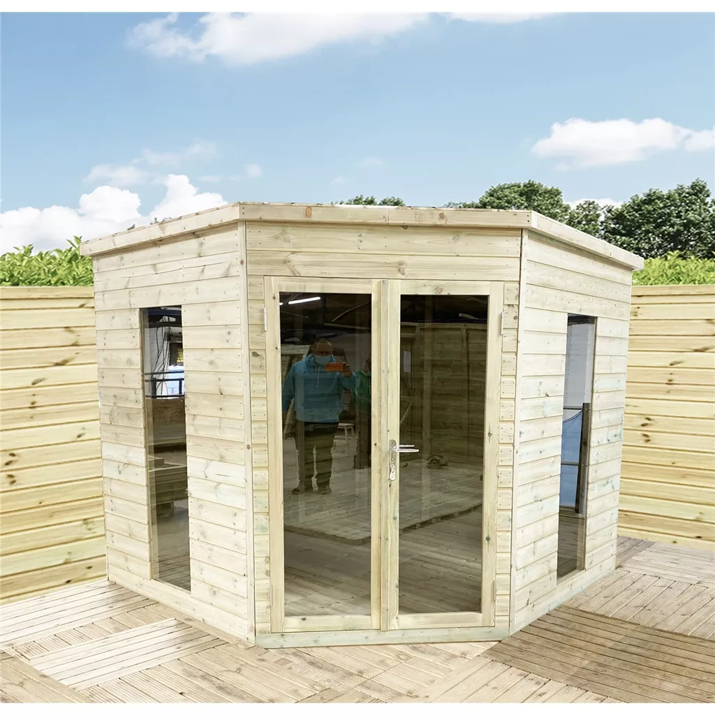 8 x 8 Fully Insulated Corner Summerhouse