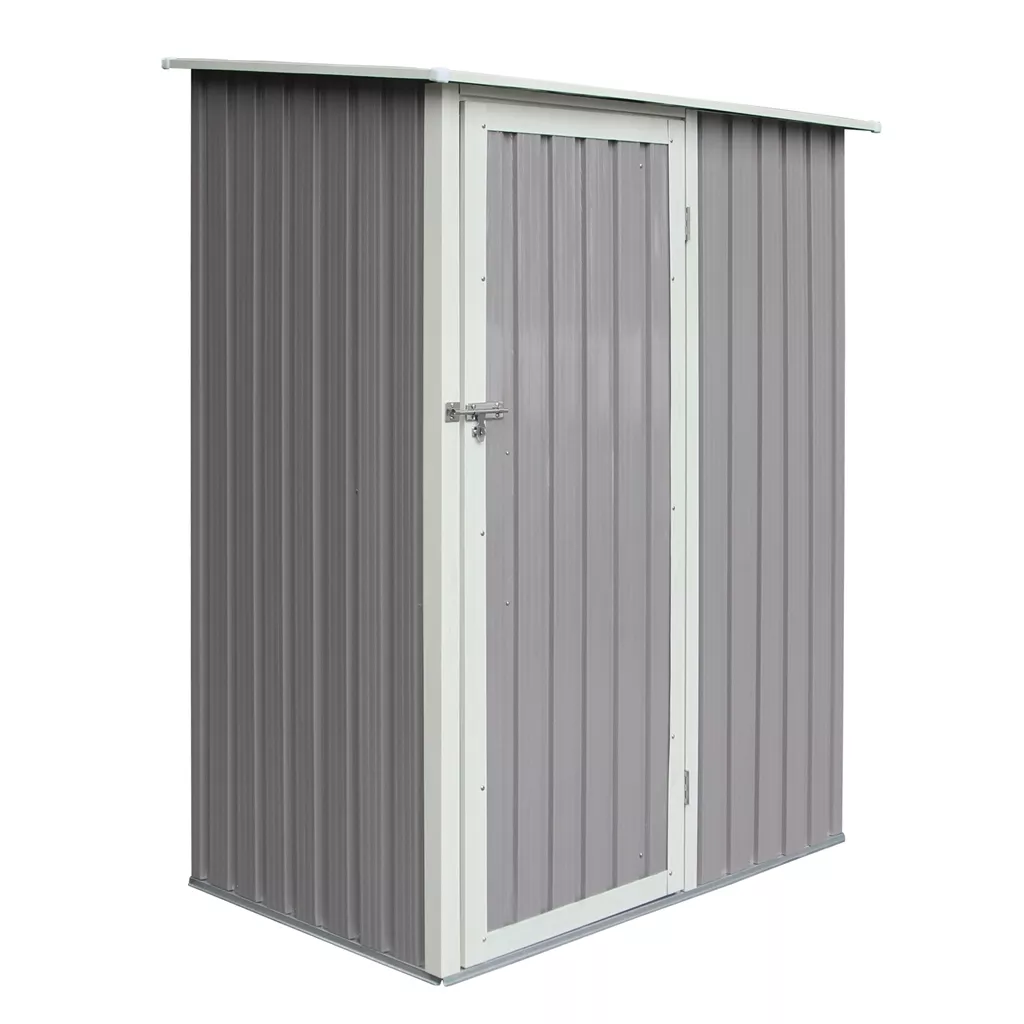 5 x 3 Single Door Metal Pent Shed – Light Grey