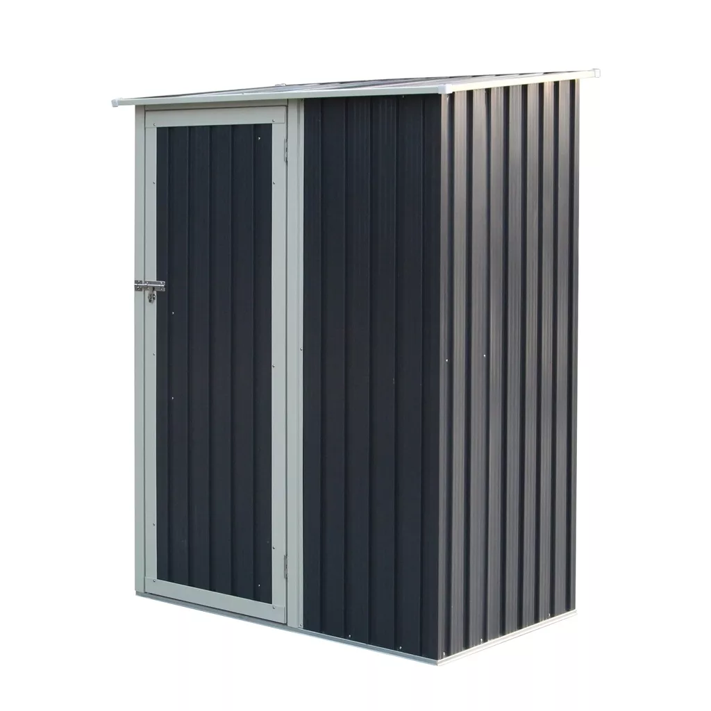 5 x 3 Single Door Metal Pent Shed – Dark Grey