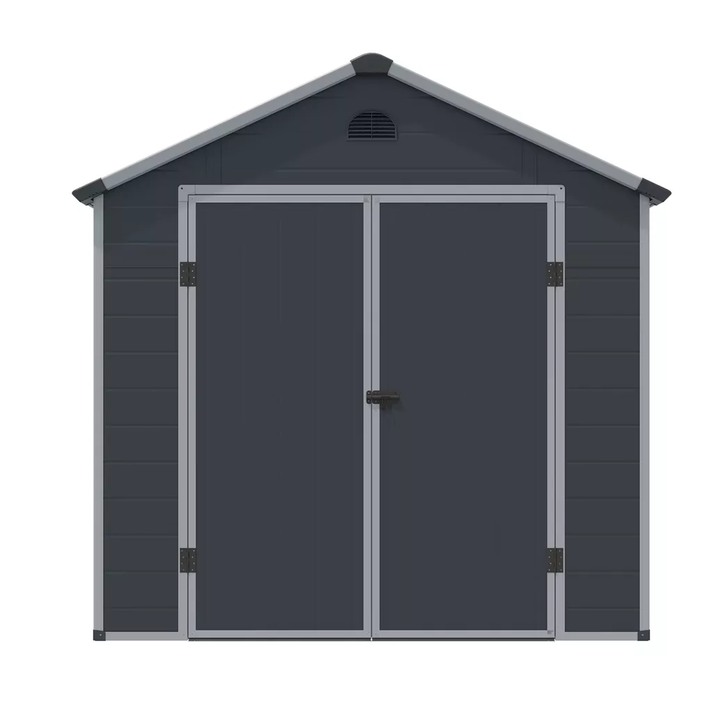 8 x 6 Double Door Apex Plastic Shed - Dark Grey