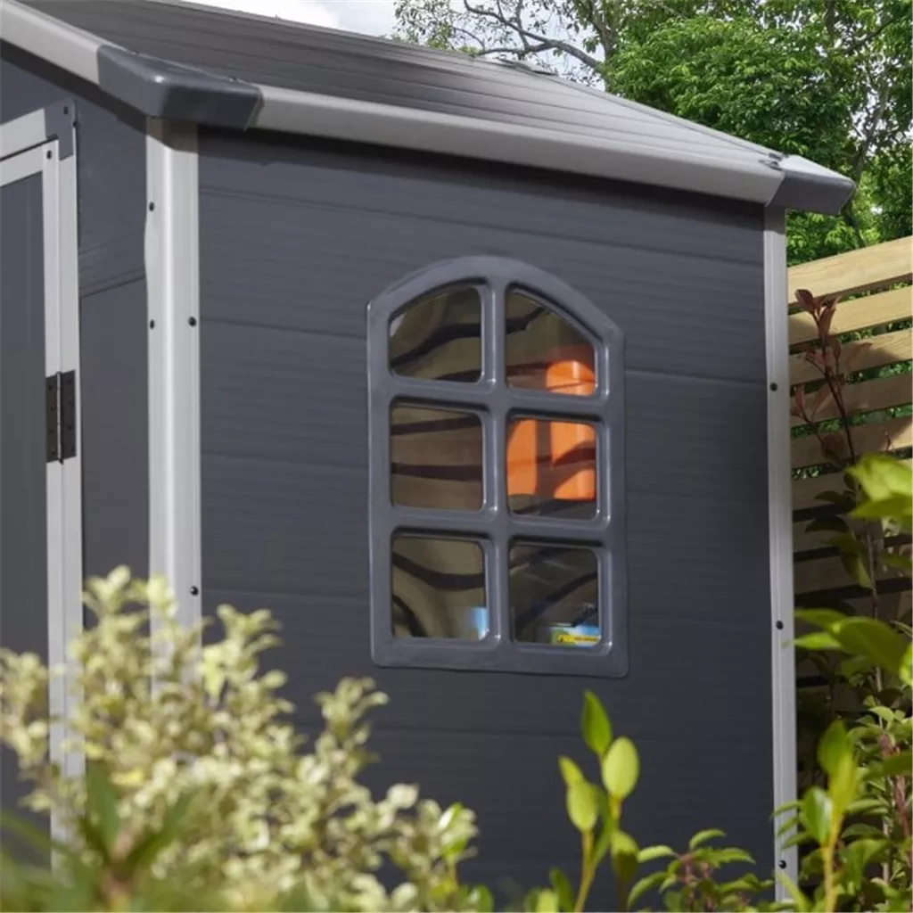 4ft x 3ft Deluxe Stratton Plastic Shed Single Door Apex Shed With Assembly & Foundation Kit - Dark Grey product image