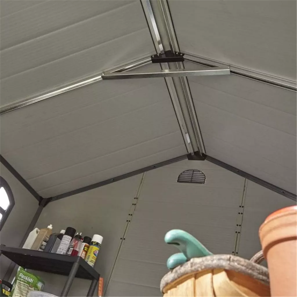 8ft x 6ft Deluxe Stratton Plastic Shed Double Door Apex Shed With Assembly - Light Grey product image