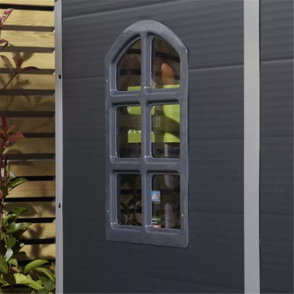 8ft x 6ft Deluxe Stratton Plastic Shed Double Door Apex Shed With Assembly & Foundation Kit - Dark Grey product image