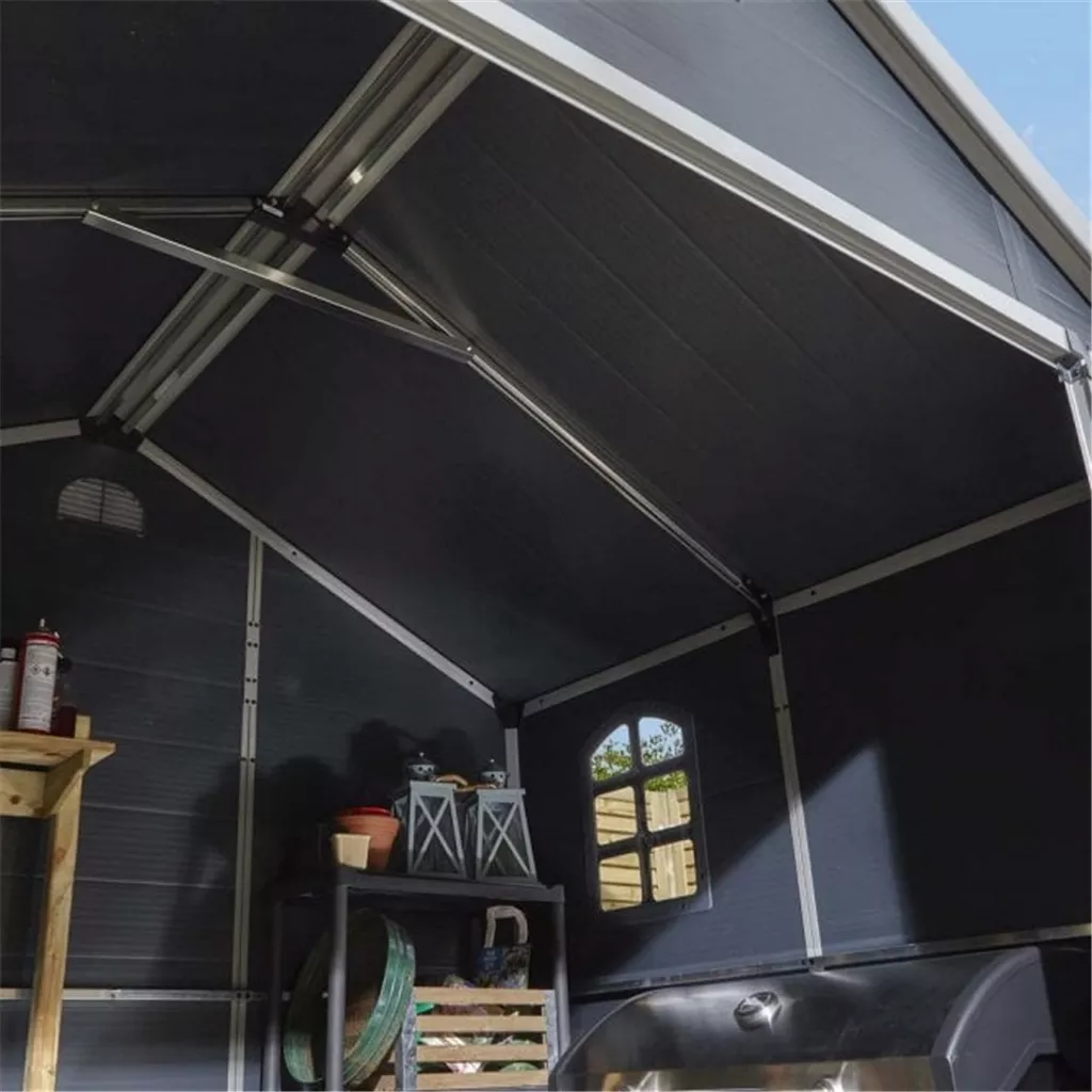 8ft x 6ft Deluxe Stratton Plastic Shed Double Door Apex Shed With Assembly & Foundation Kit - Dark Grey product image