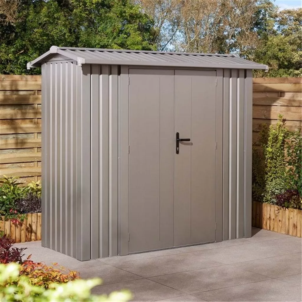 8 x 4 Deluxe Ashford Metal Apex Shed – Double Door - Assembly & Foundation Kit product image