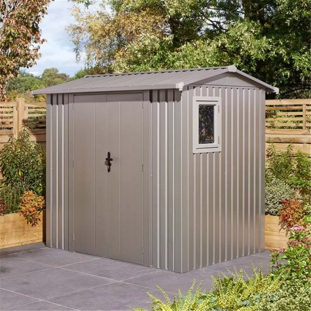 8 x 6 Deluxe Ashford Metal Apex Shed – Double Door & Foundation Kit product image