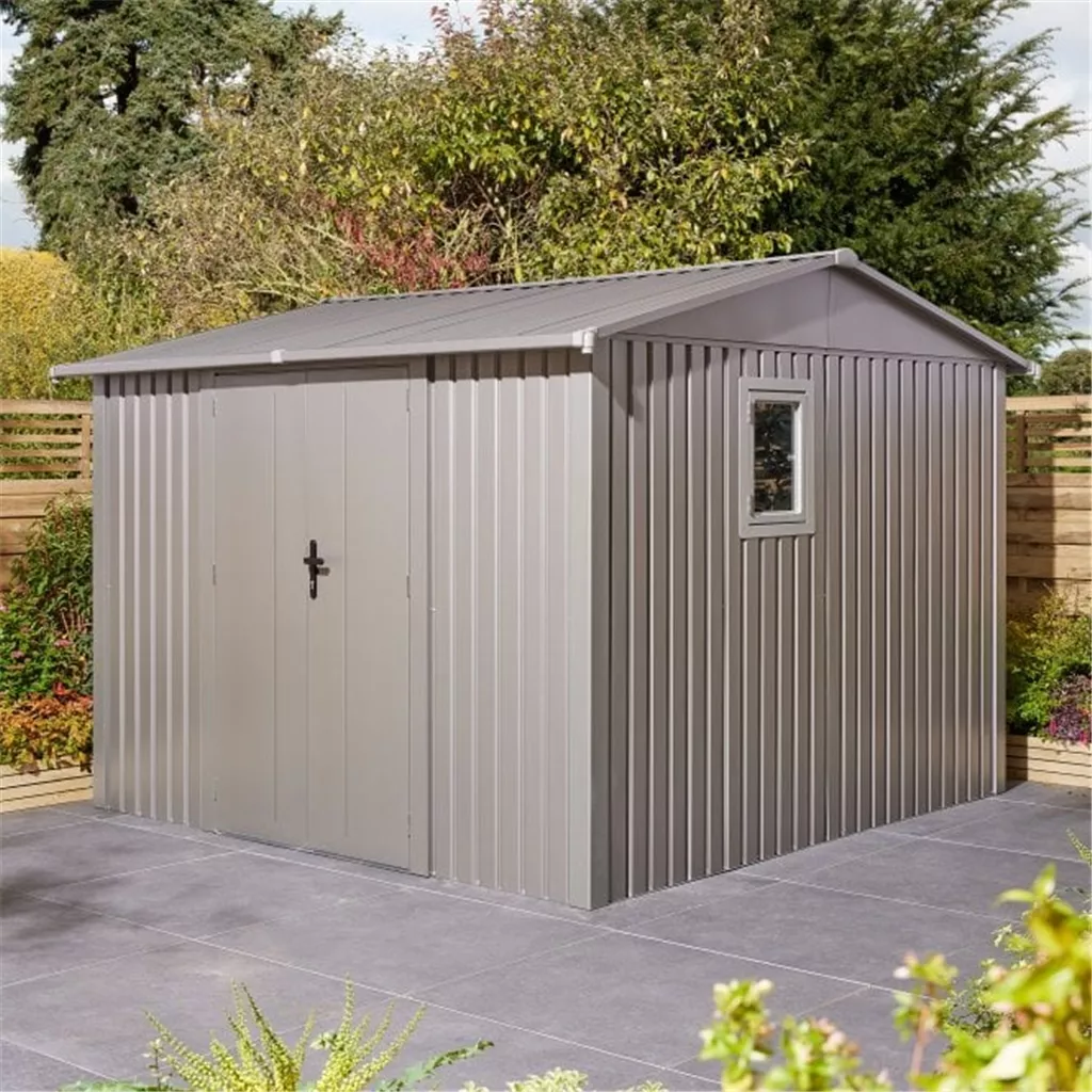 10 x 10 Deluxe Ashford Metal Apex Shed – Double Door & Foundation Kit product image
