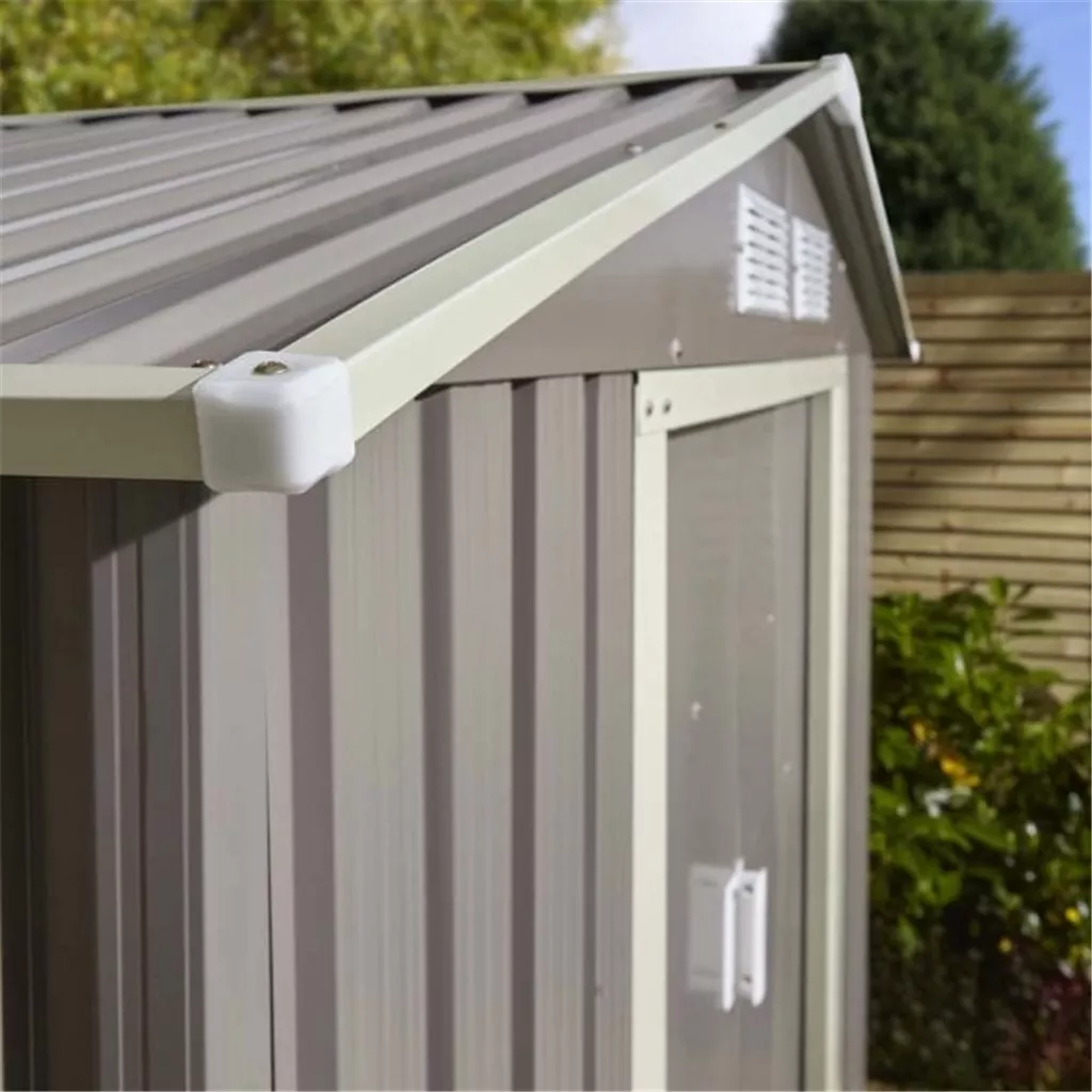 6 x 4 Deluxe Ironwood Metal Apex Shed – Double Door, Assembly & Foundation Kit – Light Grey product image