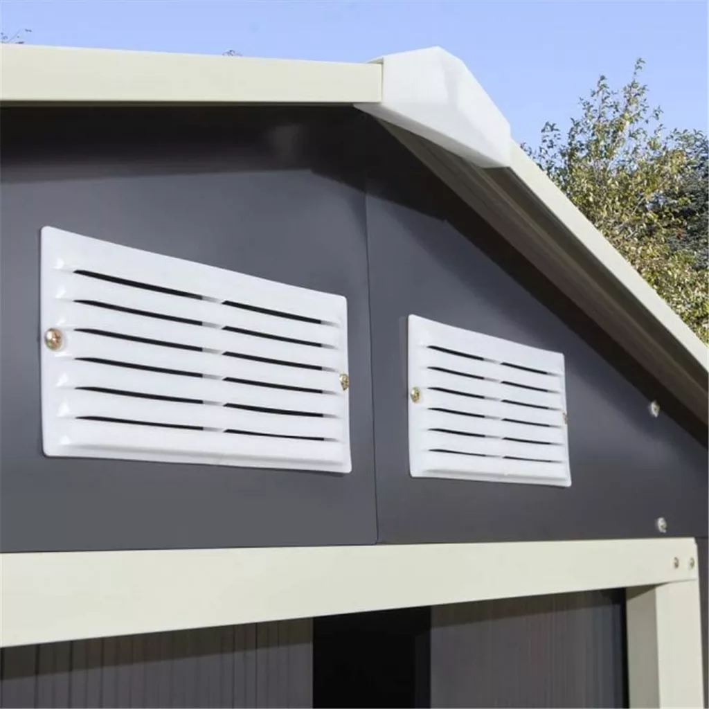 6 x 4 Deluxe Ironwood Metal Apex Shed – Double Door & Foundation Kit – Dark Grey product image