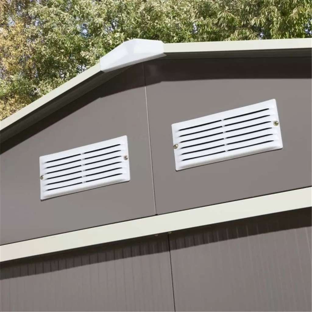 8 x 6 Deluxe Ironwood Metal Apex Shed – Double Door & Foundation Kit – Light Grey product image