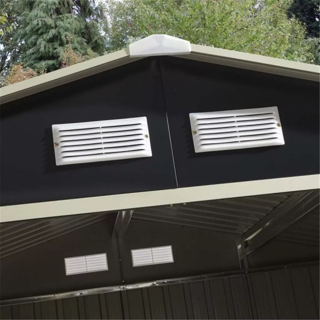 8 x 6 Deluxe Ironwood Metal Apex Shed – Double Door, Assembly & Foundation Kit – Dark Grey product image
