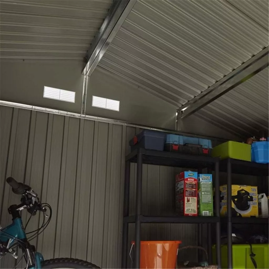 10 x 8 Deluxe Ironwood Metal Apex Shed – Double Door & Foundation Kit – Light Grey product image
