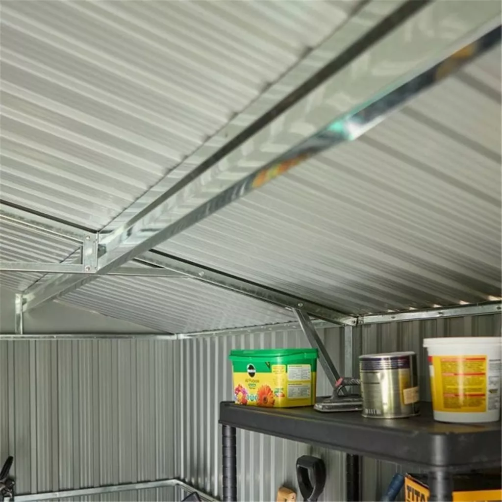 10 x 12 Deluxe Ironwood Metal Apex Shed – Double Door & Foundation Kit – Light Grey product image
