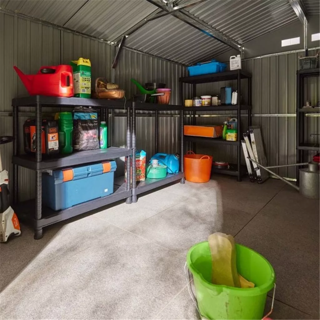 10 x 12 Deluxe Ironwood Metal Apex Shed – Double Door & Foundtion Kit – Dark Grey product image