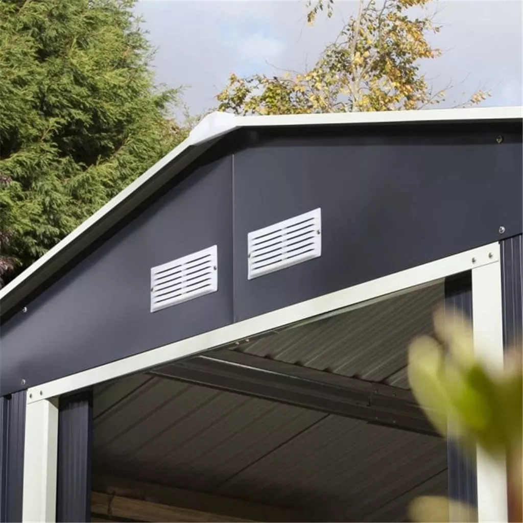 10 x 12 Deluxe Ironwood Metal Apex Shed – Double Door, Assembly & Foundation Kit – Dark Grey product image