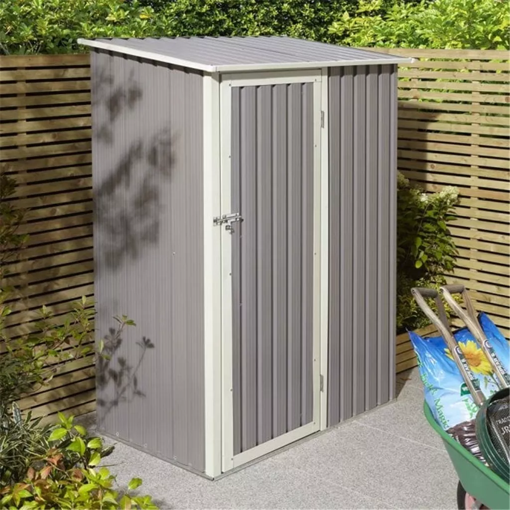 5 x 3 Deluxe Ironwood Metal Pent Shed – Single Door, Assembly & Foundation Kit – Light Grey product image
