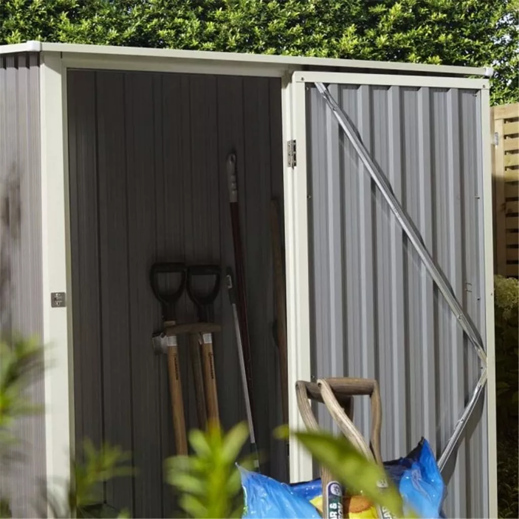 5 x 3 Deluxe Ironwood Metal Pent Shed – Single Door, Assembly & Foundation Kit – Light Grey product image