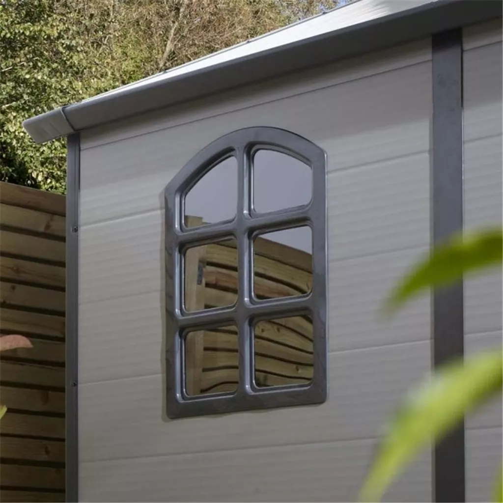 TEMU 8ft x 6ft Deluxe Stratton Plastic Shed Double Door Apex Shed With Foundation Kit - Light Grey product image