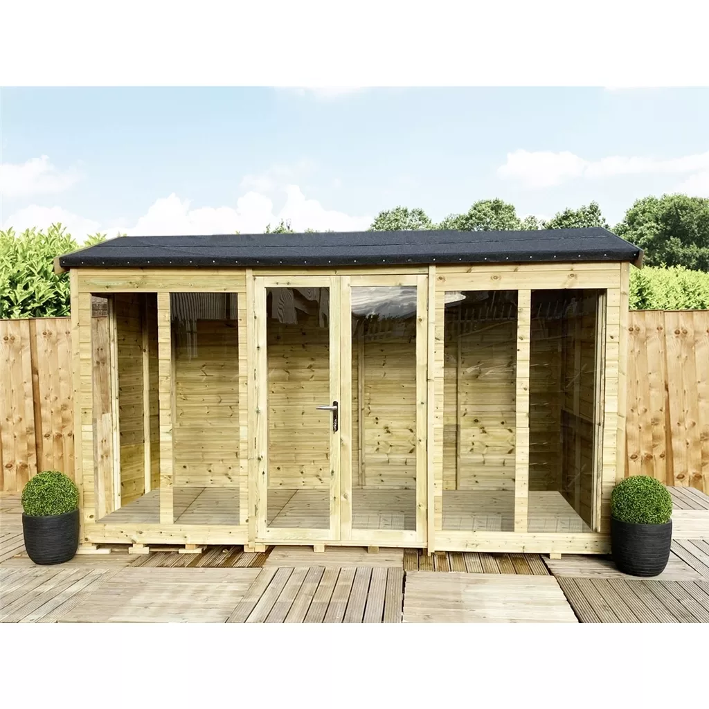 7 x 20 Reverse Pressure Treated Apex Summerhouse – Long Windows