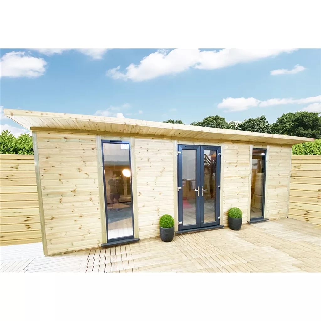 13 x 26 Executive Plus Insulated Garden Office – PVC French Doors & Windows